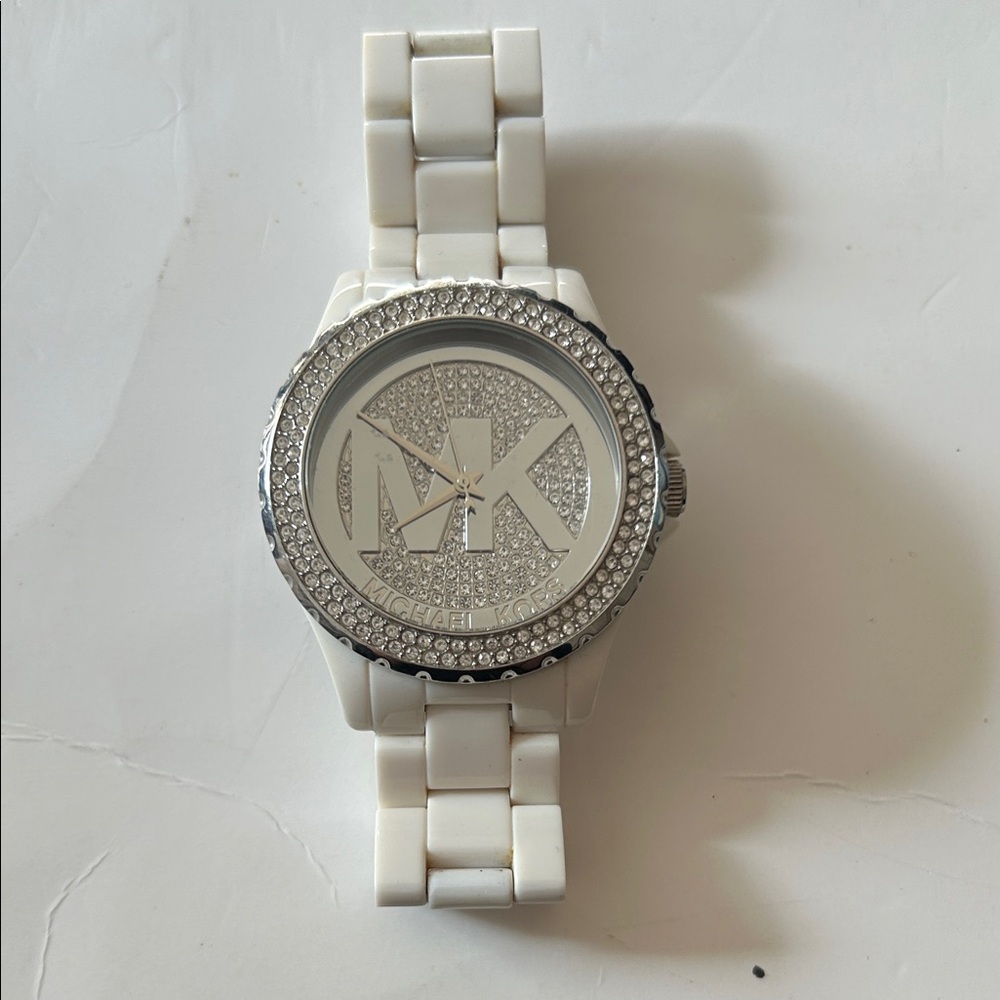 Michael Kors White and Silver Crystal Watch